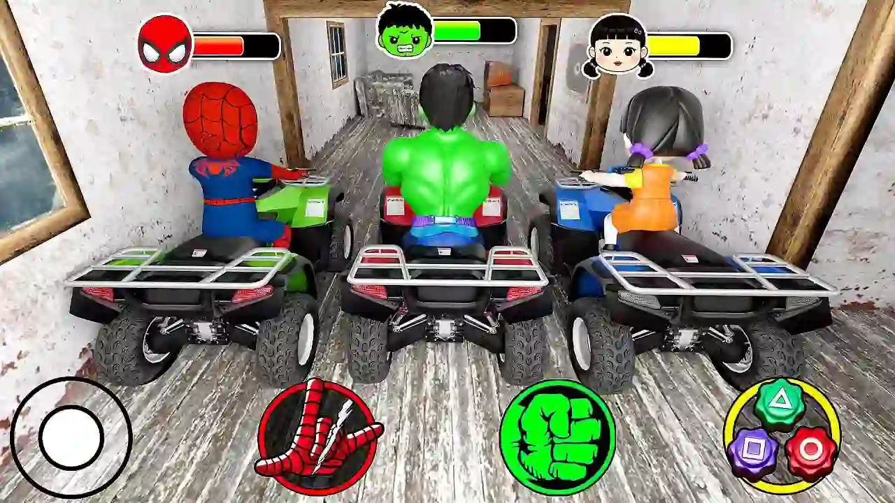 Playing as Spider Baby Team rides a quad bike in Granny House